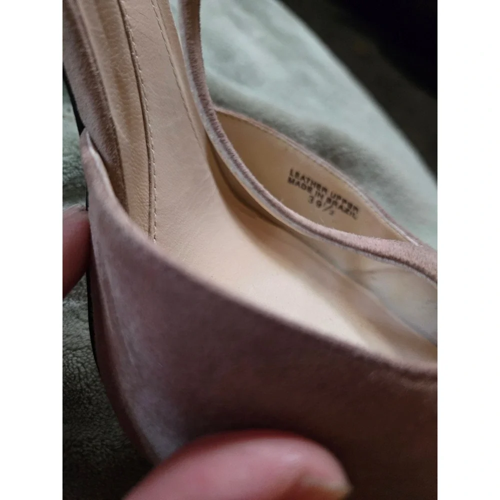 Jill Stuart Nude Suede T-Strap Pointed Platform Pumps‎ Heels Brazil Size 39.5